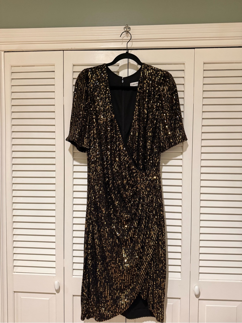 Calvin Klein Black Dress with Gold Sequins